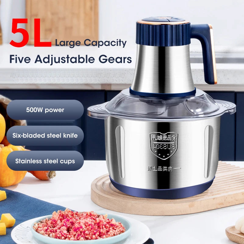 5L Electric Meat Grinder with 304 Stainless Steel Bowl
