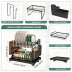 2-Tier Dish Drying Rack with Cutlery Holder & Drain Tray | Kitchen Organizer