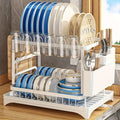 2-Tier Dish Drying Rack with Cutlery Holder & Drain Tray | Kitchen Organizer